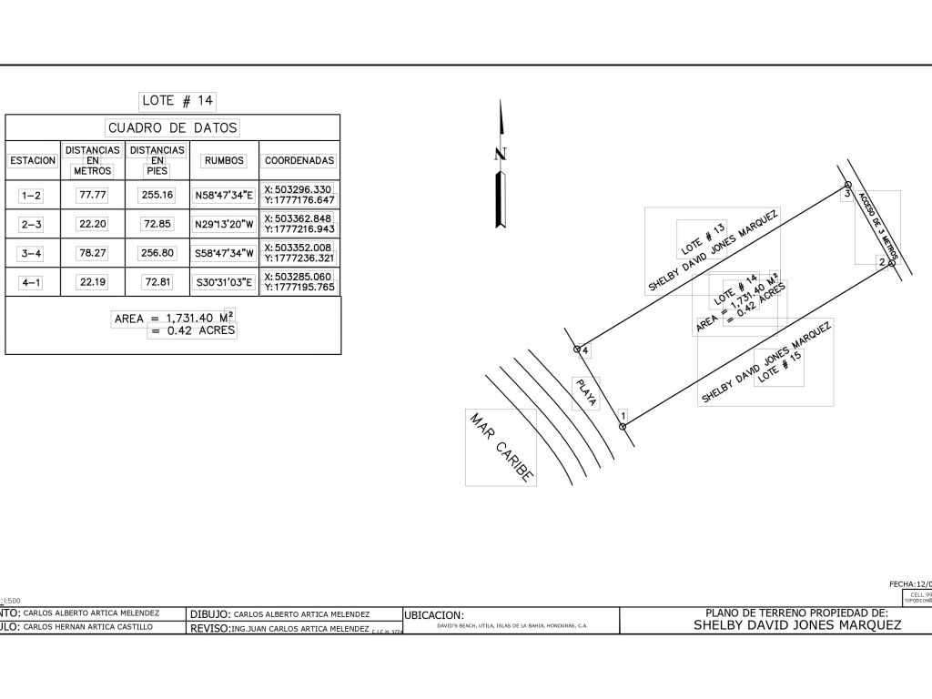 Listing ID: URE0645, David's Beach Utila, Bay Islands, HN - Sunset Shore, Lot 14, Photo #