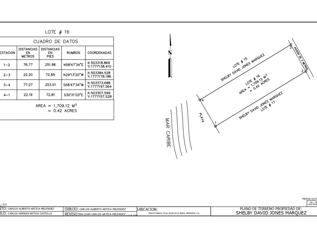 Listing ID: URE0647, David's Beach Utila, Bay Islands, HN - Sunset Shore, Lot 16, Photo #